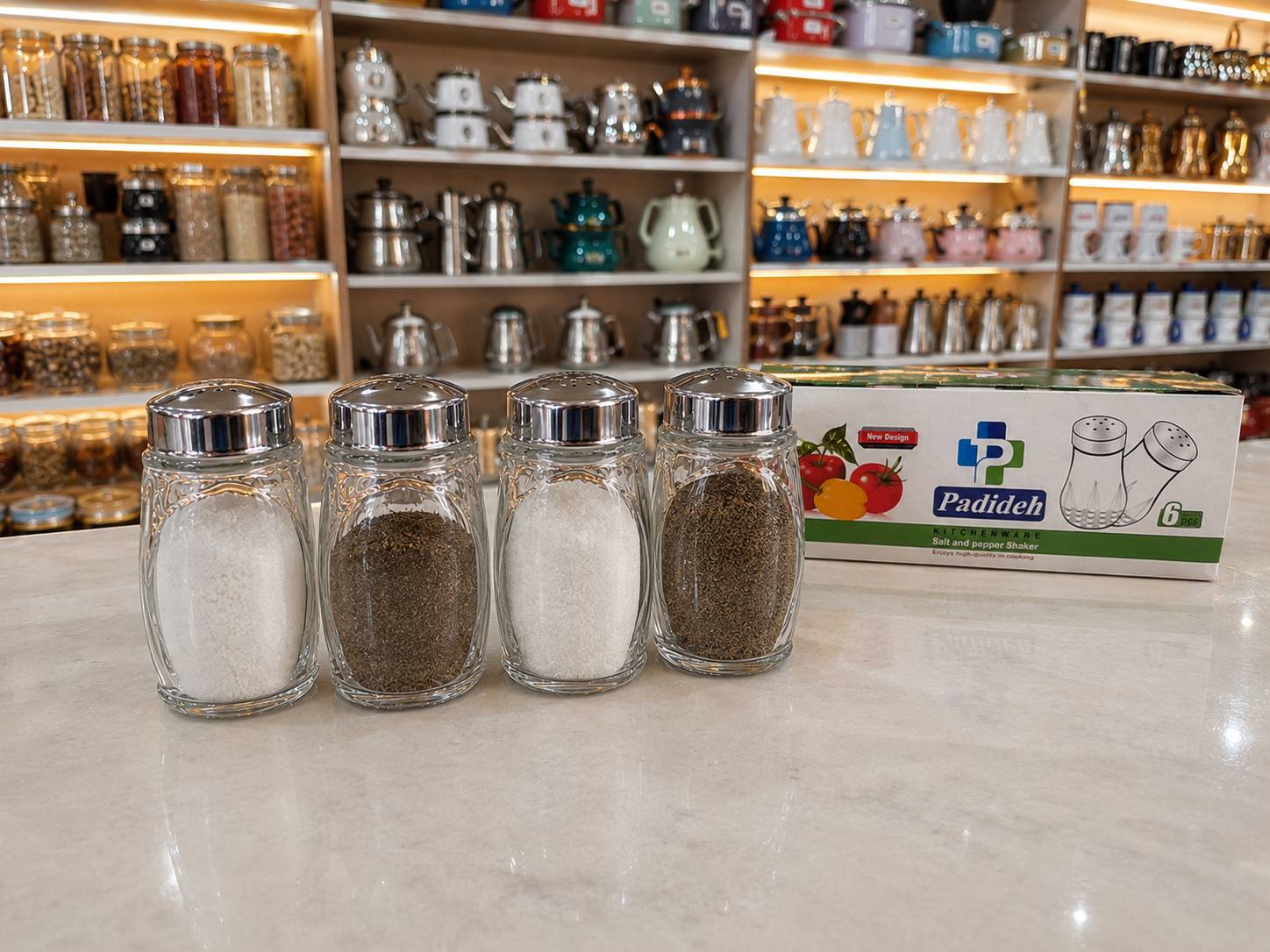 نمکپاش 6عددی مدل پدیده (نمکدان شیشه ای)