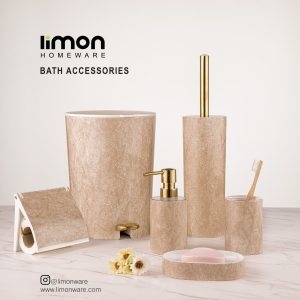 ست بهداشتی طرح سنگ وانیلی لیمون