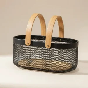 سبد همه کاره دسته چوب کوتاه و بلند بیضی